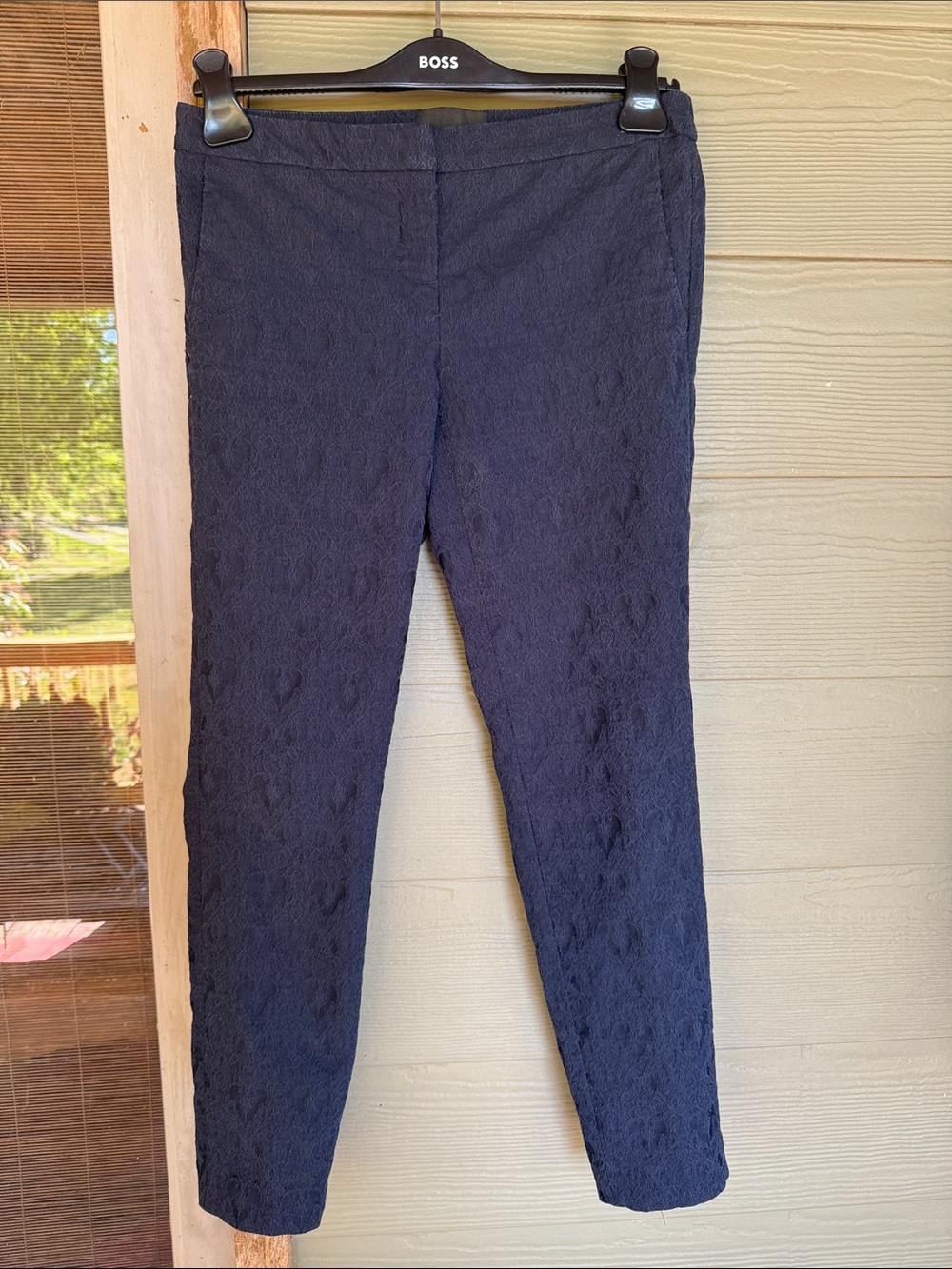 Cynthia Rowley Navy Blue Textured Pants